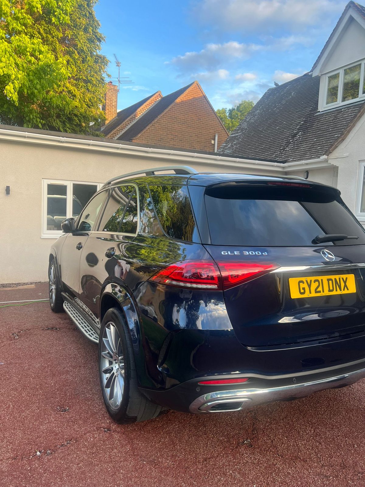 Mercedes GLE 300d rear detail, driveway